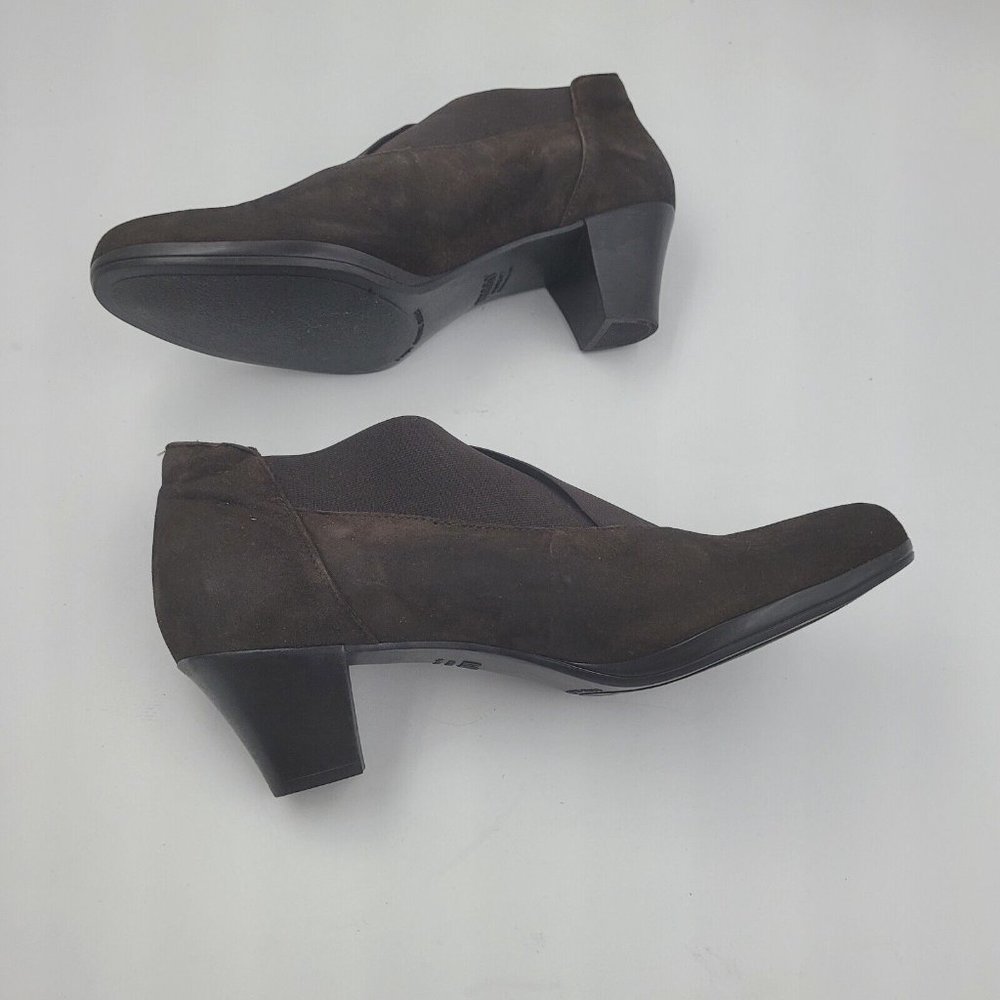 NEW Munro Francee Brown Suede V-Neck Heeled Ankle Bootie Women's Size 10M - Picture 8 of 11